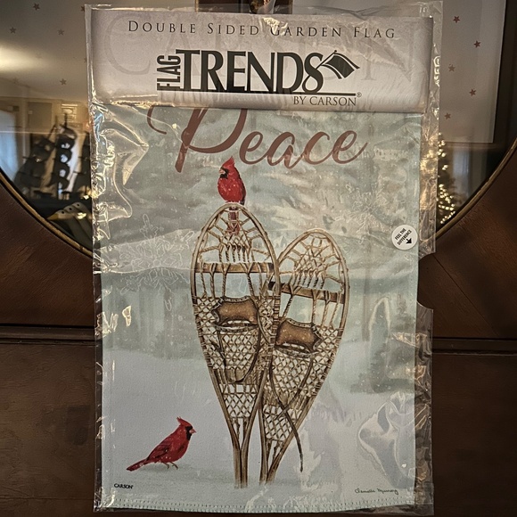 Winter Cardinal Snowshoe Peace Garden Flag - Picture 2 of 2